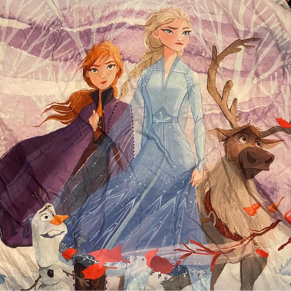 Frozen Character Quilt with Purple and Blue Design